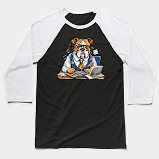 Accountant English Bulldog t-shirt design, a bulldog wearing a tie and glasses Baseball T-Shirt